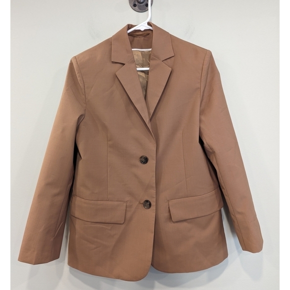 COS Relaxed Fit Wool Blazer in Tan Brown Size 2